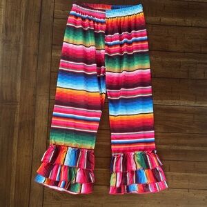 Boutique Multicolor Striped Kids Ruffle Pants